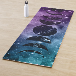 Tapis De Yoga Purple Turquoise Galaxy Nebula Dream Moon Phases #