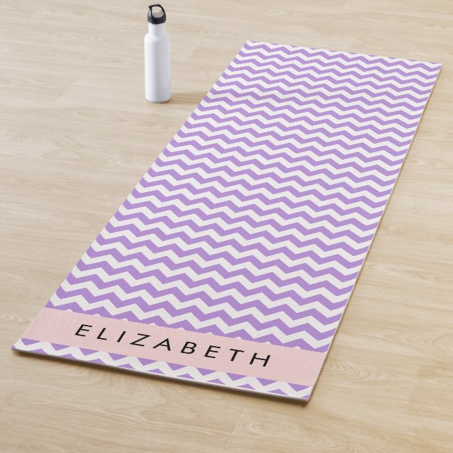 Tapis De Yoga Purple Zigzag, Purple Chevron, Votre Nom (En situation)