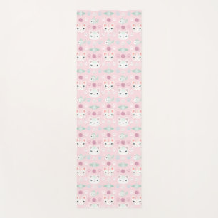 Tapis De Yoga Qu'est-ce qui est cool, Kitty Cat en rose et menth