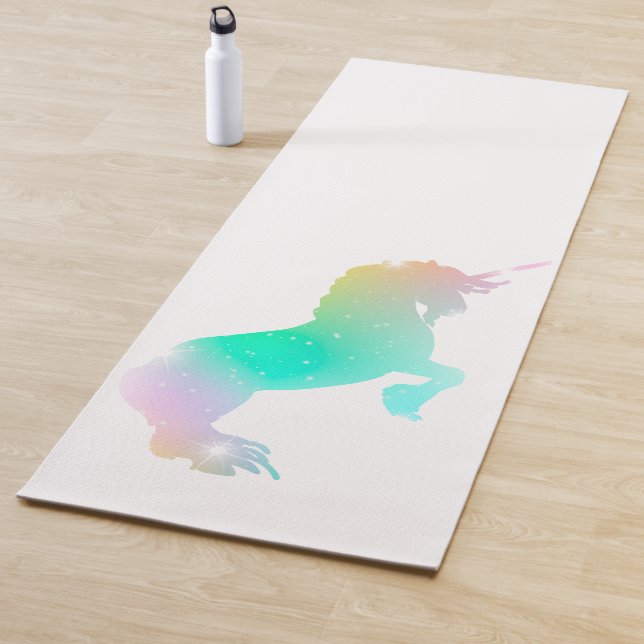 Tapis De Yoga Rainbow Magic Unicorn Blanc Fun Yoga Mat (En situation)