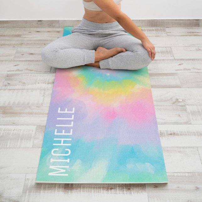 Tapis De Yoga Rainbow Tie Dye Motif personnalisé (Créateur téléchargé)
