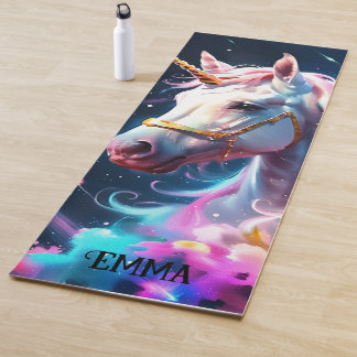 Tapis De Yoga Rainbow Unicorn double face Nom personnalisé