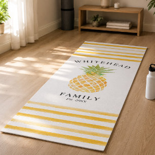 Tapis De Yoga Rayure à motif aquarelle de pinède tropicale