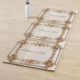 Tapis De Yoga Rectangle doré Fleurs Dimonées brillantes