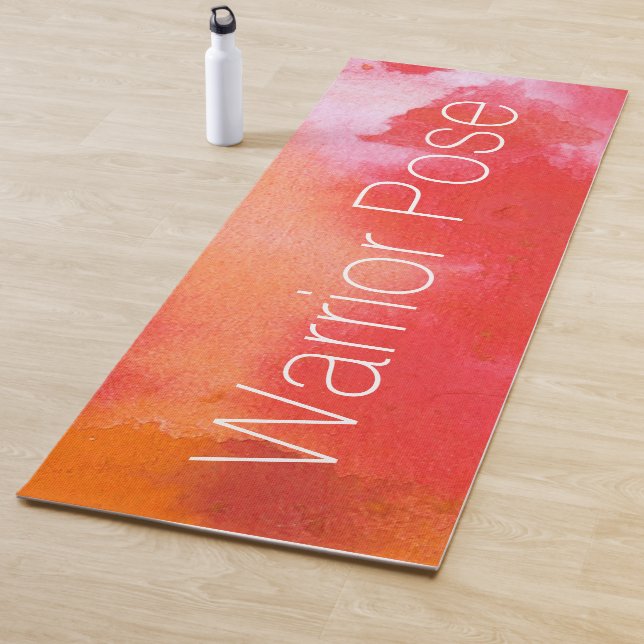 Tapis De Yoga Red Warrior Pose Mountain Pose Aquarelle Abstraite (En situation)