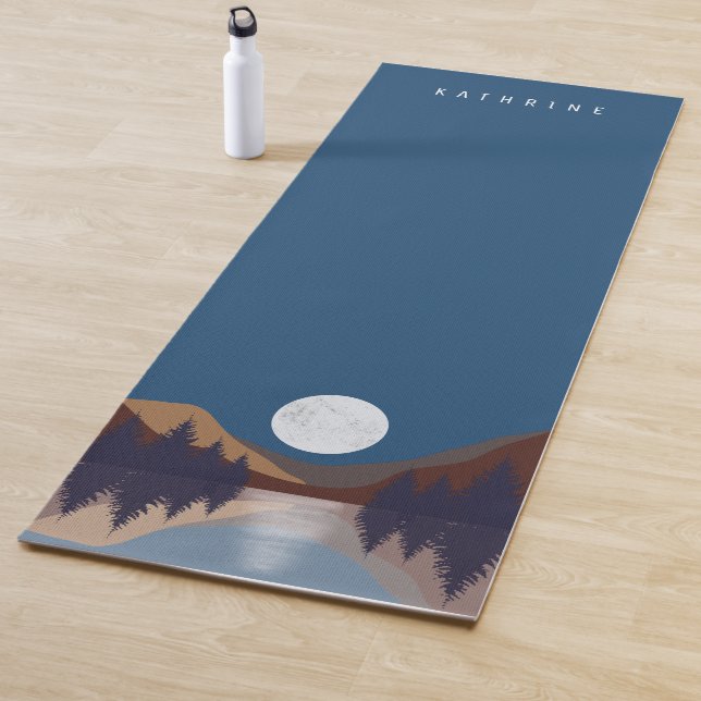 Tapis De Yoga Réflexion de la lune de la forêt Abstraite rustiqu (En situation)