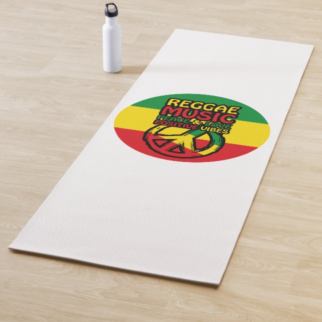 Tapis De Yoga Reggae and Peace Symbol with positive quotes (En situation)