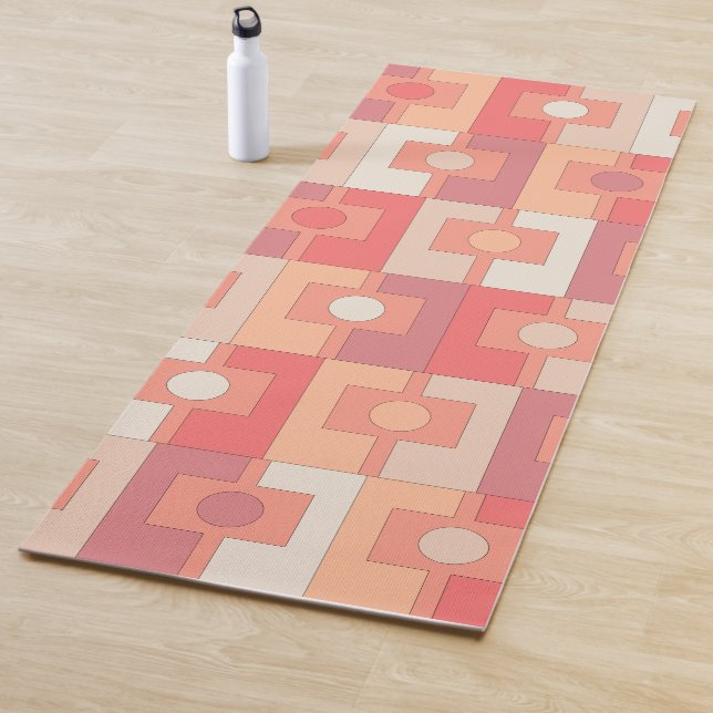 Tapis De Yoga Rektangel rose Retro Contemporain Géométrique (En situation)
