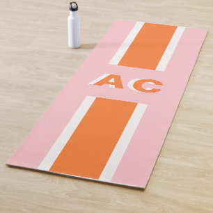 Tapis De Yoga Retro Orange Rose Girl mignonne Monogramme