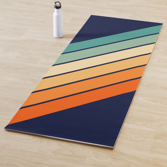 Tapis De Yoga Retro Stripes Lignes élégantes les années 70 80s D (En situation)
