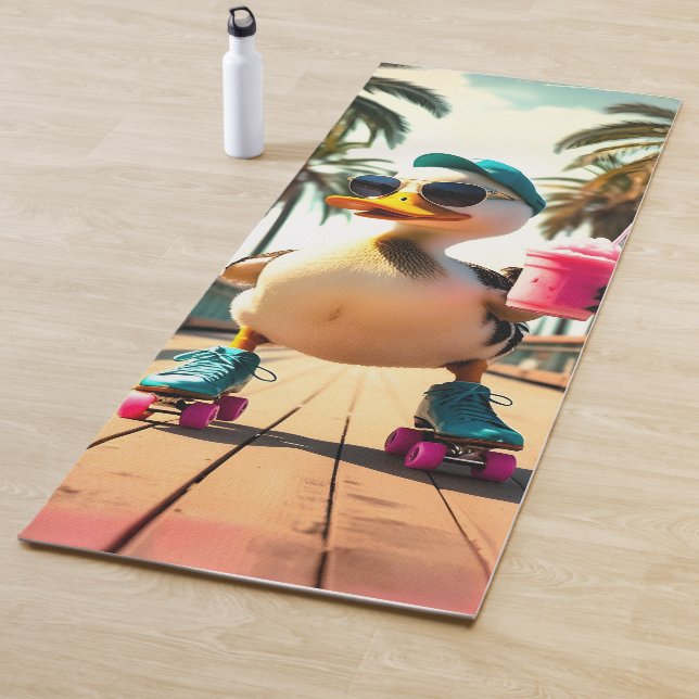Tapis De Yoga Retro Summer Funny Roller Duck (En situation)