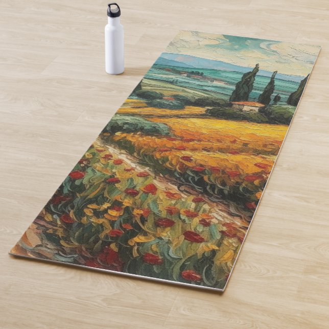 Tapis De Yoga Rêves toscans dorés (En situation)