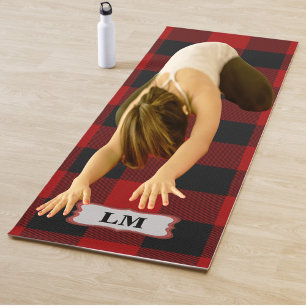 Tapis De Yoga Rob Roy Tartan Rouge Noir Plaid Monogrammes Initia