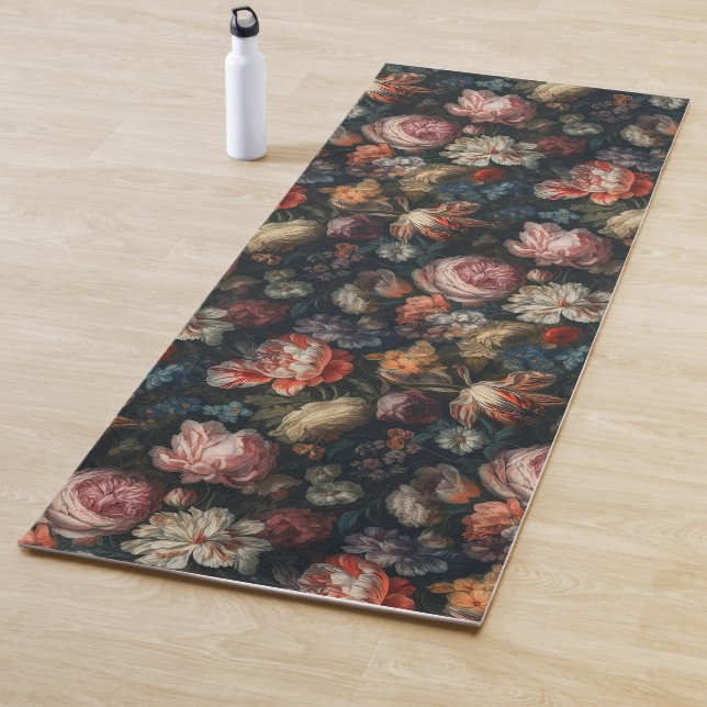 Tapis De Yoga Romantique Elégante Baroque Fleurs Peinture à l'hu (En situation)