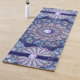 Tapis De Yoga Rosace bleue