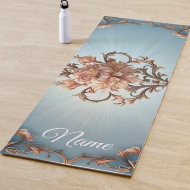 Tapis De Yoga Rose Baroque (Yoga Mat D: 72" x 24",  0.25" t Lightweight: 3lbs cellular vinyl  latex,  BPAs, & phthalates free.
)