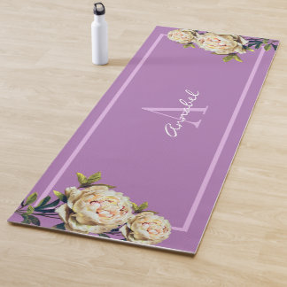 Tapis De Yoga Rose blanche monogrammed rose