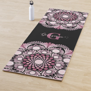 Tapis De Yoga Rose Dusky Personnalisé Boho Floral Dot Mandala