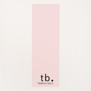Tapis De Yoga Rose Élégant Style Monogramme Féminin Minimaliste