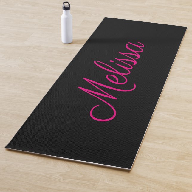 Tapis De Yoga Rose et noir tendance (En situation)