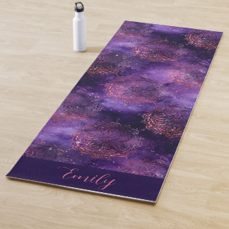 Tapis De Yoga Rose Gold Purple Mandala Galaxy Celestiy