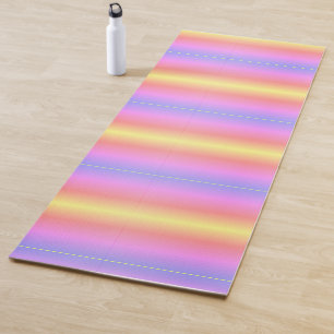 Tapis De Yoga Rose jaune violet Pastel Stripes Ombre 4Nina