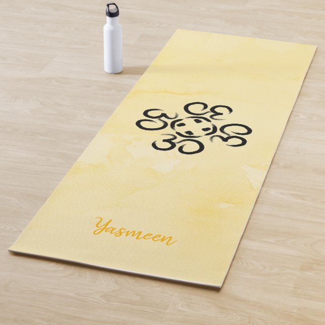 Tapis De Yoga Rose Om Compass, Aquarelle Jaune, Exercice Ohm (En situation)