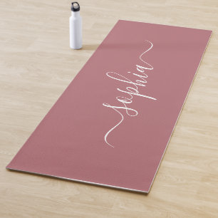 Tapis de Yoga Rose Poussiéreux Nom Personnalisé   