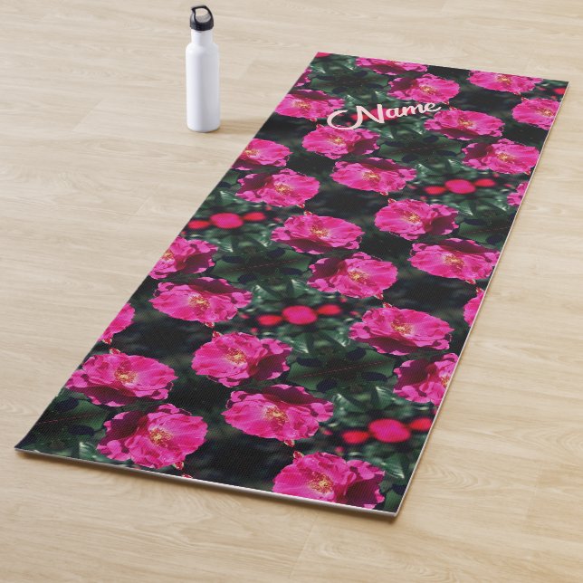 Tapis De Yoga Rose rose en fleur Motif personnalisé (En situation)