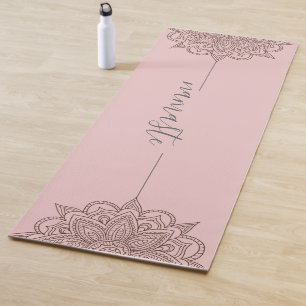 Tapis De Yoga Rose rose Namaste Script Mandala