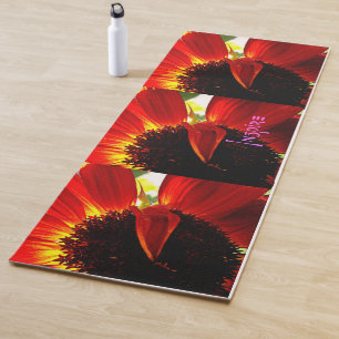 Tapis De Yoga Rouge Gerbera Daisy Fleur Photo Inspirer Calligrap