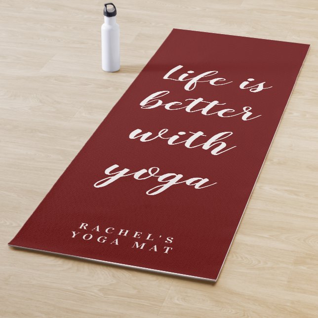 Tapis de yoga rouge marron personnel. Épaisseur 1/ (En situation)
