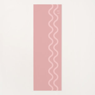 Tapis De Yoga Rouge Pastel Lignes Ondulées Modernes Minimalistes