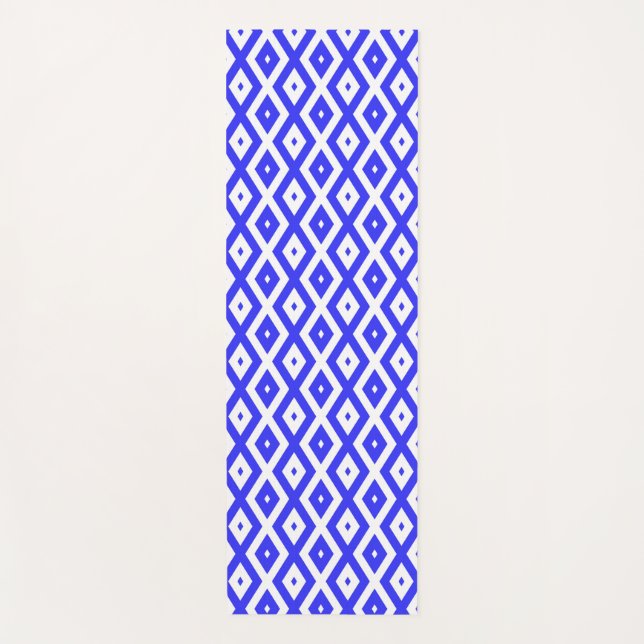 Tapis De Yoga Royal blue and white diamond pattern (Devant)