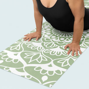 Tapis De Yoga Sage Green Mandala Art
