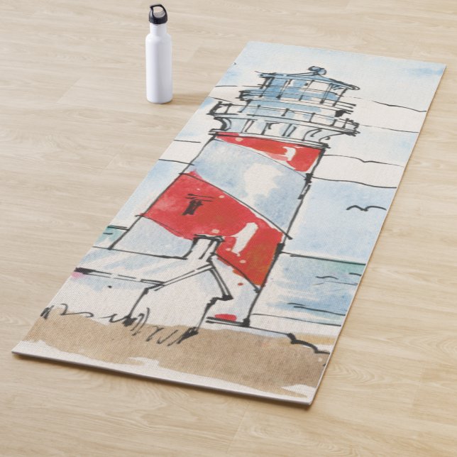 Tapis De Yoga Scène rouge et blanche de phare (En situation)