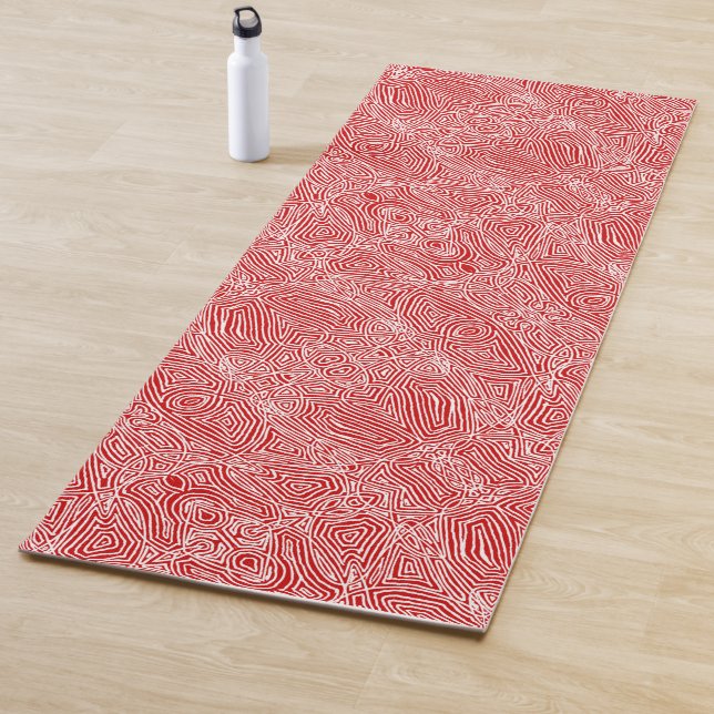 Tapis De Yoga Scribbleempreintes rouges (En situation)