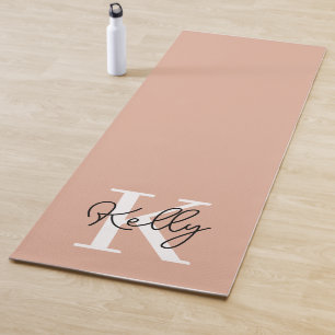 Tapis De Yoga Script de monogramme rose vierge moderne