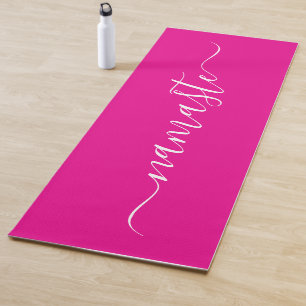 Tapis De Yoga Script élégant rose et blanc chaud Namaste