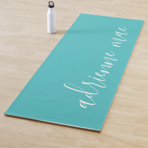 Tapis De Yoga Script Moderne Prière Turquoise Personnalisée Ou