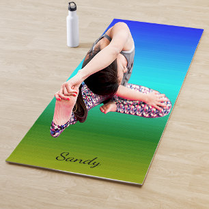 Tapis De Yoga Sea and Sky Blue and Green Gradient Ajouter votre