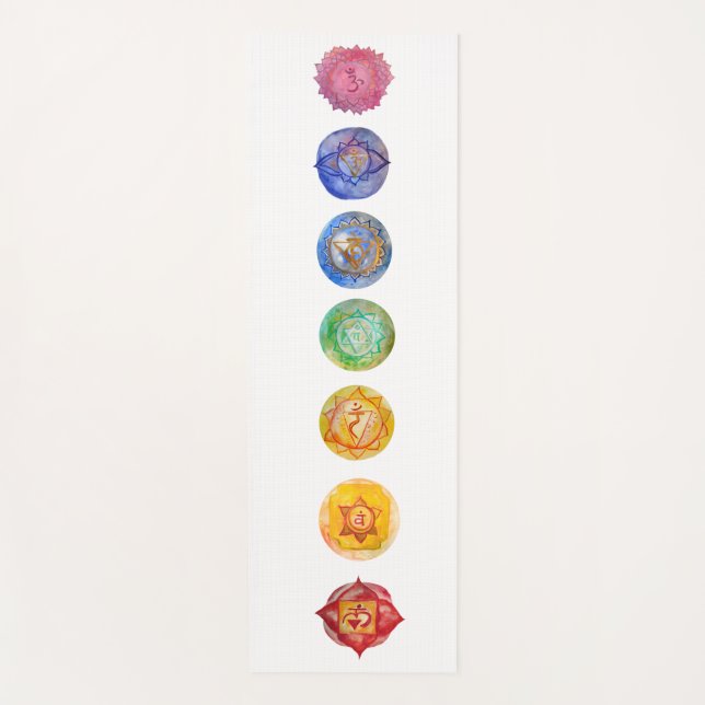 Tapis De Yoga Sept chakras aquarelle (Devant)