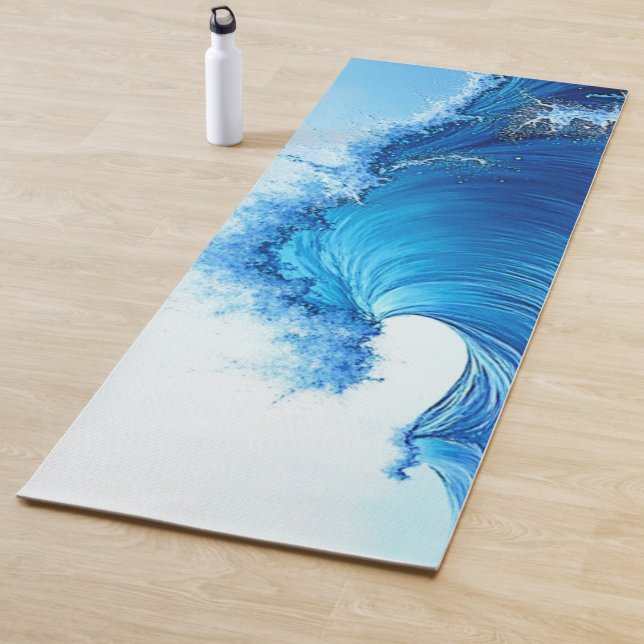 Tapis De Yoga Serene Blue Wave Splashes (En situation)