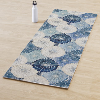Tapis De Yoga Shibori Blue Tie Dye Japon Motif traditionnel No7