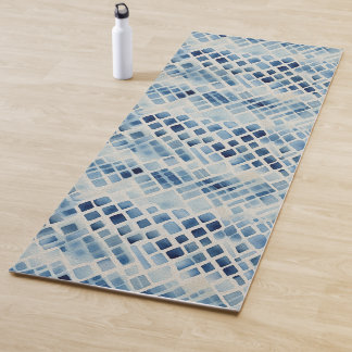 Tapis De Yoga Shibori Blue Tie Dye Japon traditionnel Motif No4