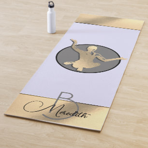 Tapis De Yoga Silhouette de yogi doré