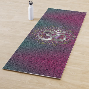 Tapis De Yoga Silver OM Hexagonal Mandala