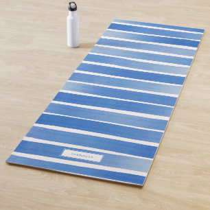 Tapis De Yoga Simple Blue Indigo Stripe Relaxant Personnalisé