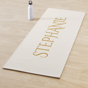 Tapis De Yoga Simple Minimaliste Gold Script Nom moderne