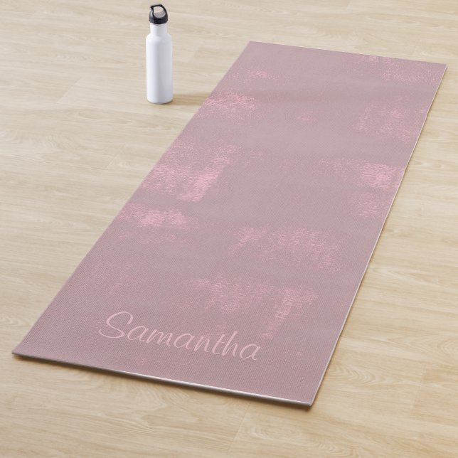 Tapis De Yoga Simple rose Grey Mallow Abstrait Votre nom (En situation)